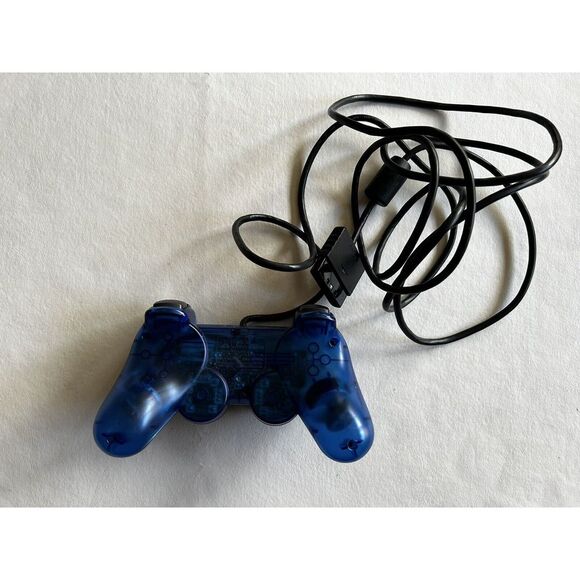 Sony PlayStation 2 PS2 Ocean Blue Clear Controller DualShock 2 SCPH-10010 Tested - Picture 2 of 3